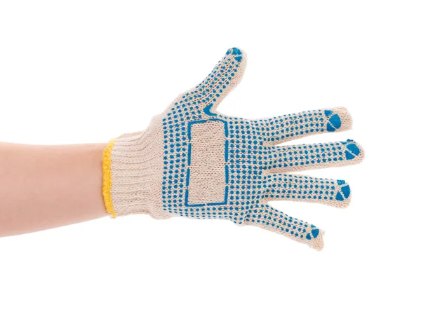 Beschermende handschoen met blauwe cirkels. — Stockfoto