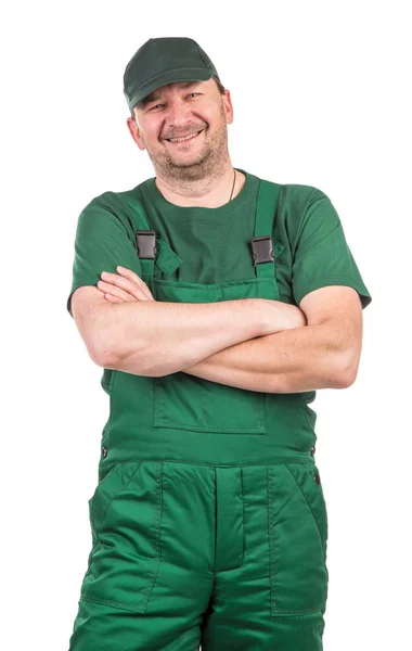 Arbeiter in grünen Overalls. — Stockfoto