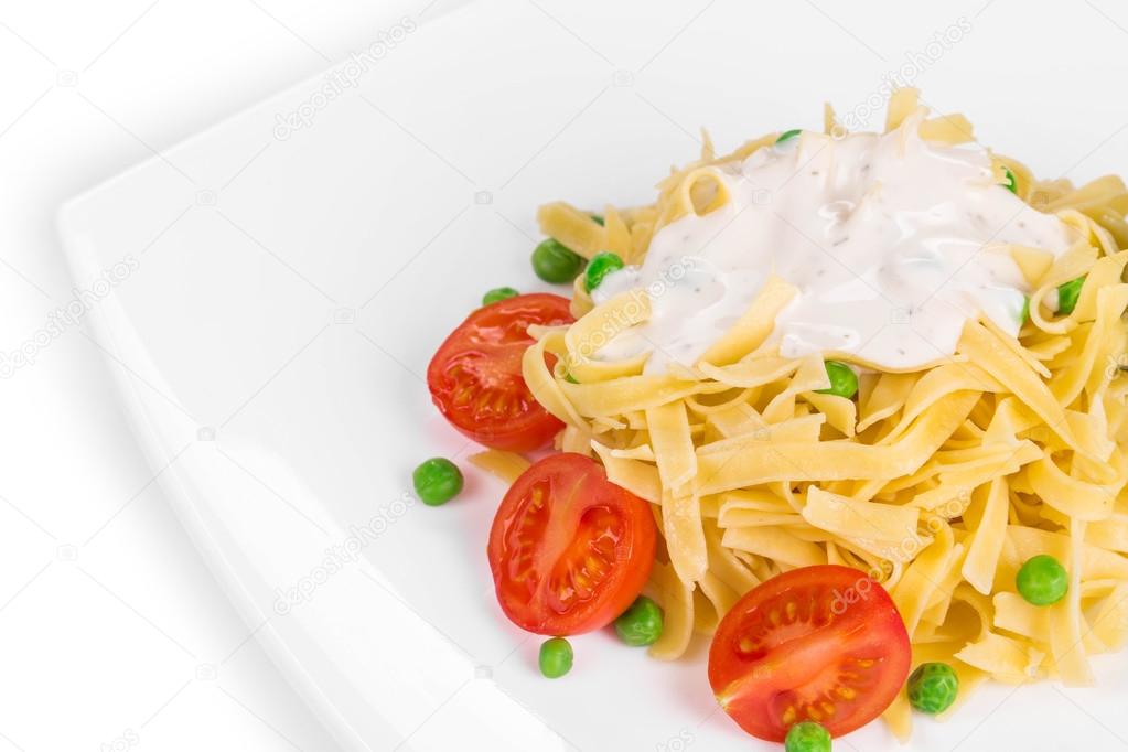 Italian pasta with tomatoes.