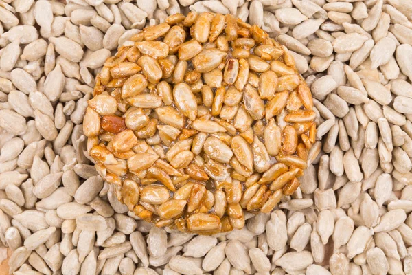 Bunch of pelled sunflower seeds. — Stock Photo, Image