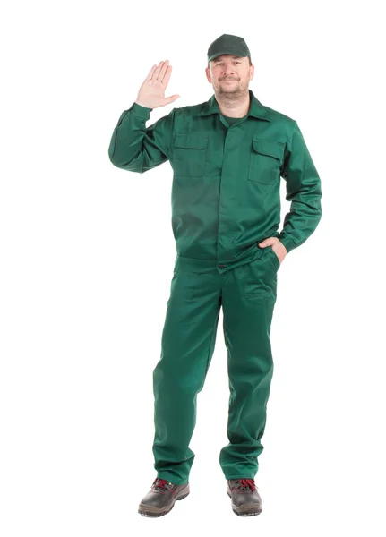 Worker in green overalls. — Stock Photo, Image