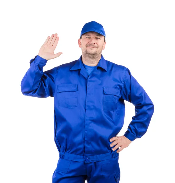 Pracovník v modré pracovní oděvy. — Stock fotografie