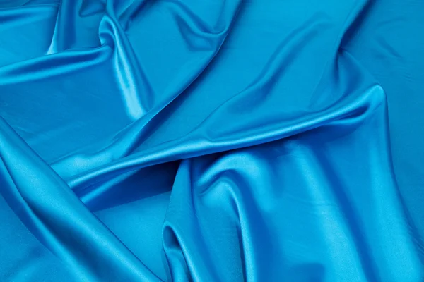 青い絹の布の質感. — ストック写真