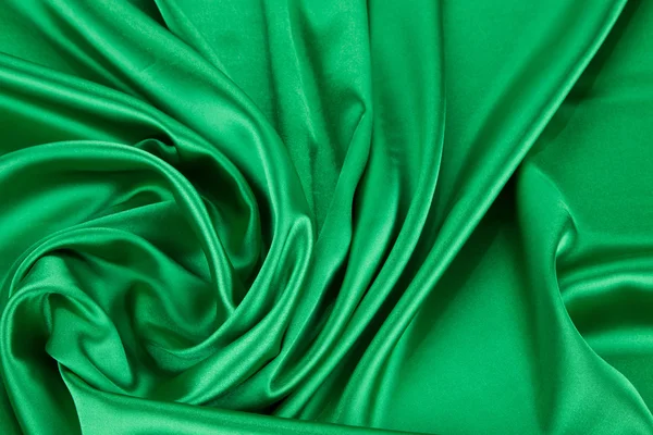 Textura de tela de seda verde primer plano . —  Fotos de Stock
