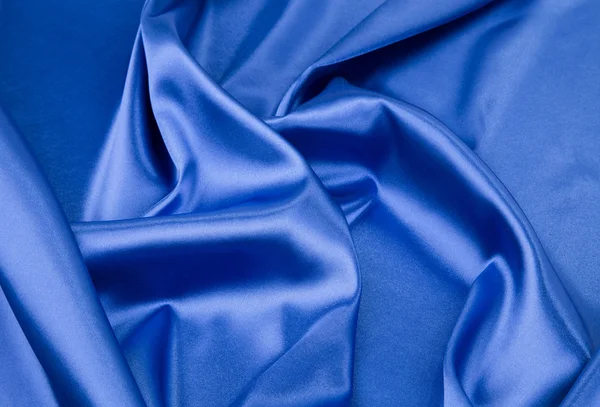 Blue silk cloth texture close up. — Stock Photo, Image