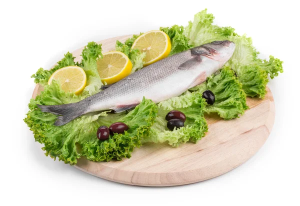 Fresh seabass and vegetables — Stock Photo, Image