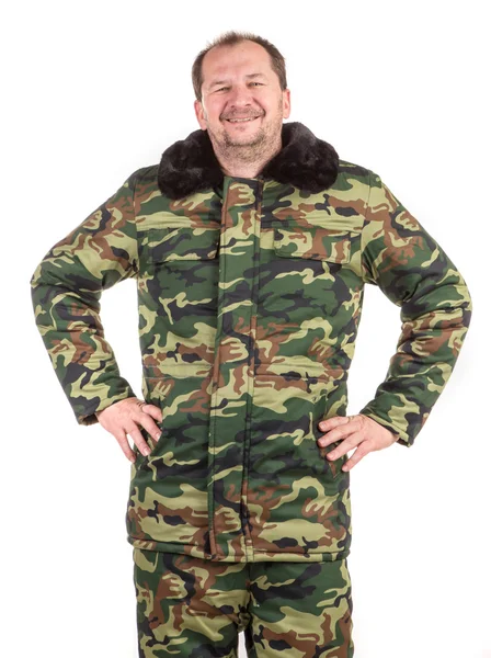 Worker in Camouflage winter jacket — Stock Photo, Image