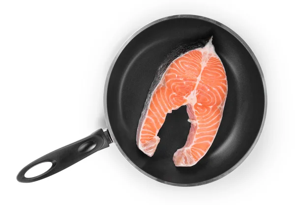 Sartén con filete de salmón . —  Fotos de Stock