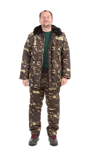 Arbeiter in Camouflage-Winterjacke — Stockfoto