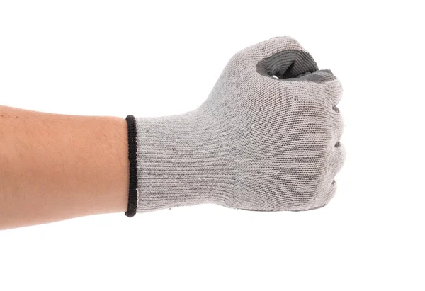 Starke männliche Arbeiter Handschuh ballt die Faust — Stockfoto