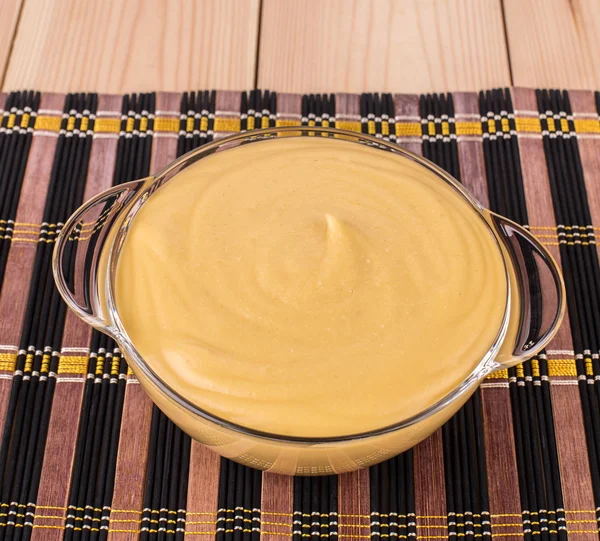 Pea soup in  glass bowl. — Stock Photo, Image