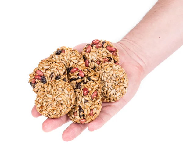 Oasted peanuts seeds in hand. — Stock Photo, Image