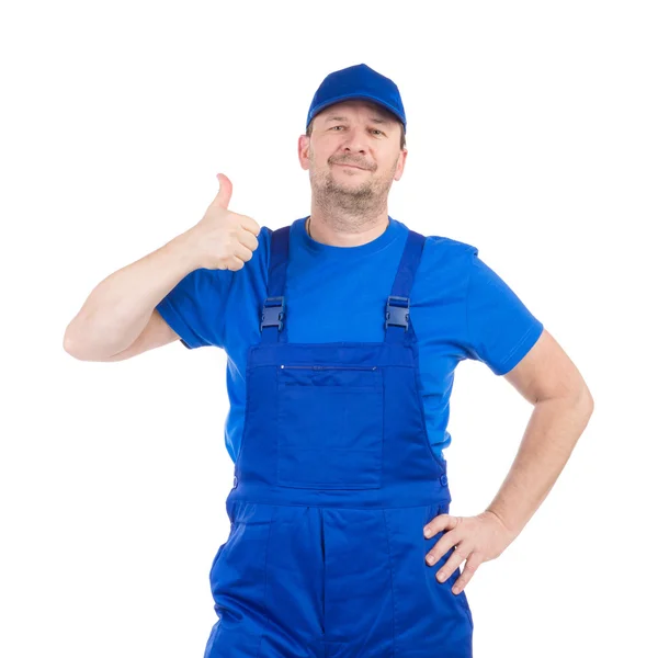 Trabajador con pulgar hacia arriba — Foto de Stock