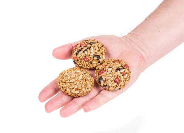 Roasted sunflower seeds in hand. — Stock Photo, Image