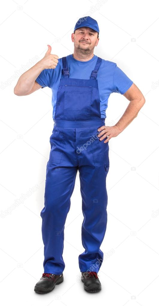 Worker with thumb up sign