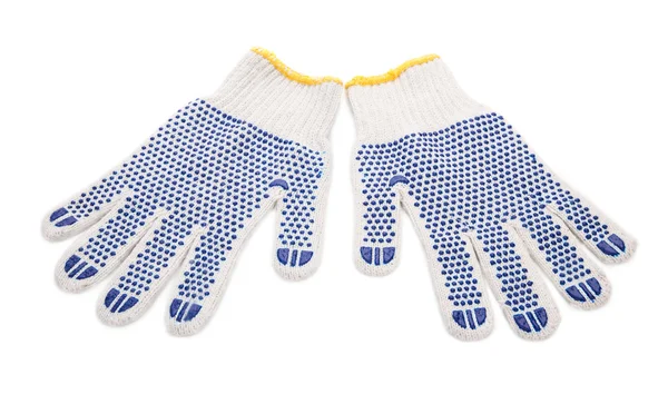 Protective pair of gloves with blue circles. — Stock Photo, Image