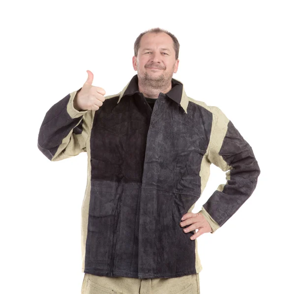 Smiling worker with thumbs up — Stock Photo, Image