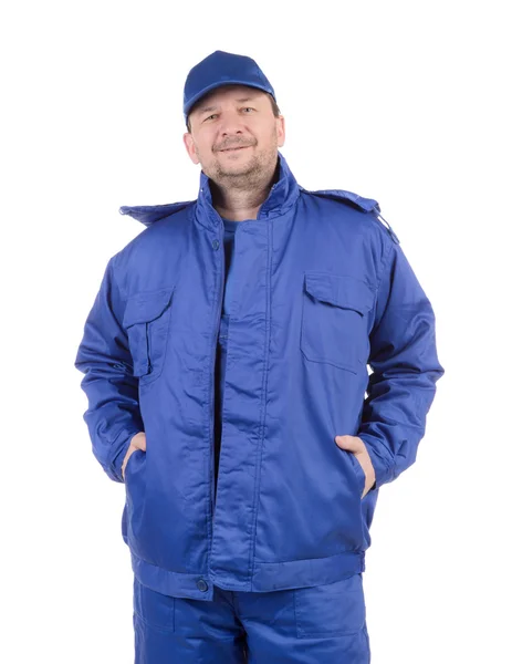 Worker in blue workwear. — Stock Photo, Image