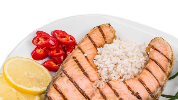 Salmon steak dengan sayuran — Stok Foto