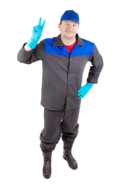 Trabajador en traje de trabajo azul . —  Fotos de Stock