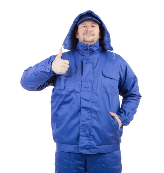 Worker in blue workwear. — Stock Photo, Image