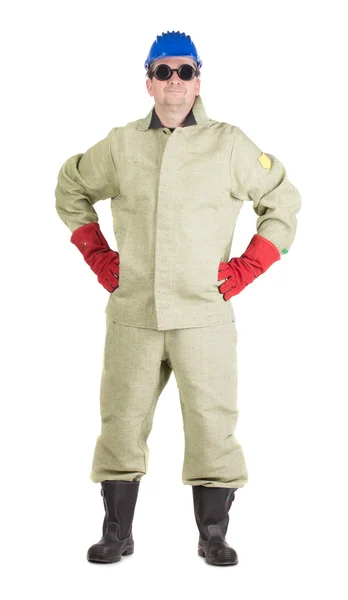 Worker in overalls and goggles — Stock Photo, Image