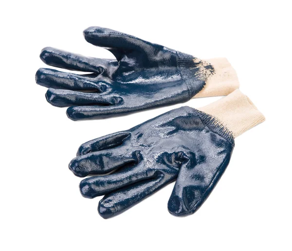 Primo piano dei guanti di gomma blu . — Foto Stock