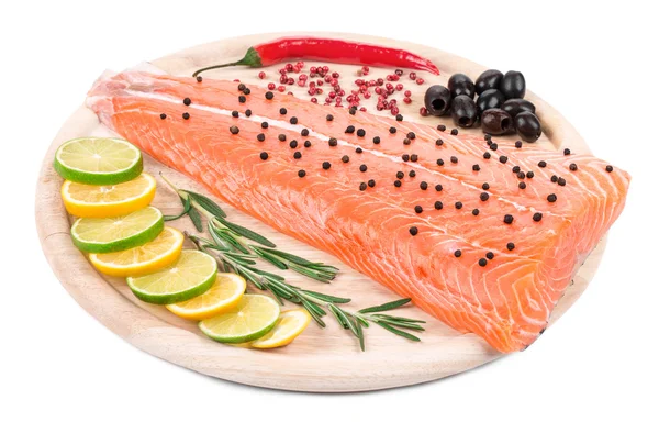 Salmon fillet with pepper, lemon and lime — Stock Photo, Image