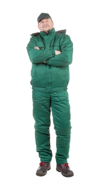 Worker in green overalls. — Stock Photo, Image