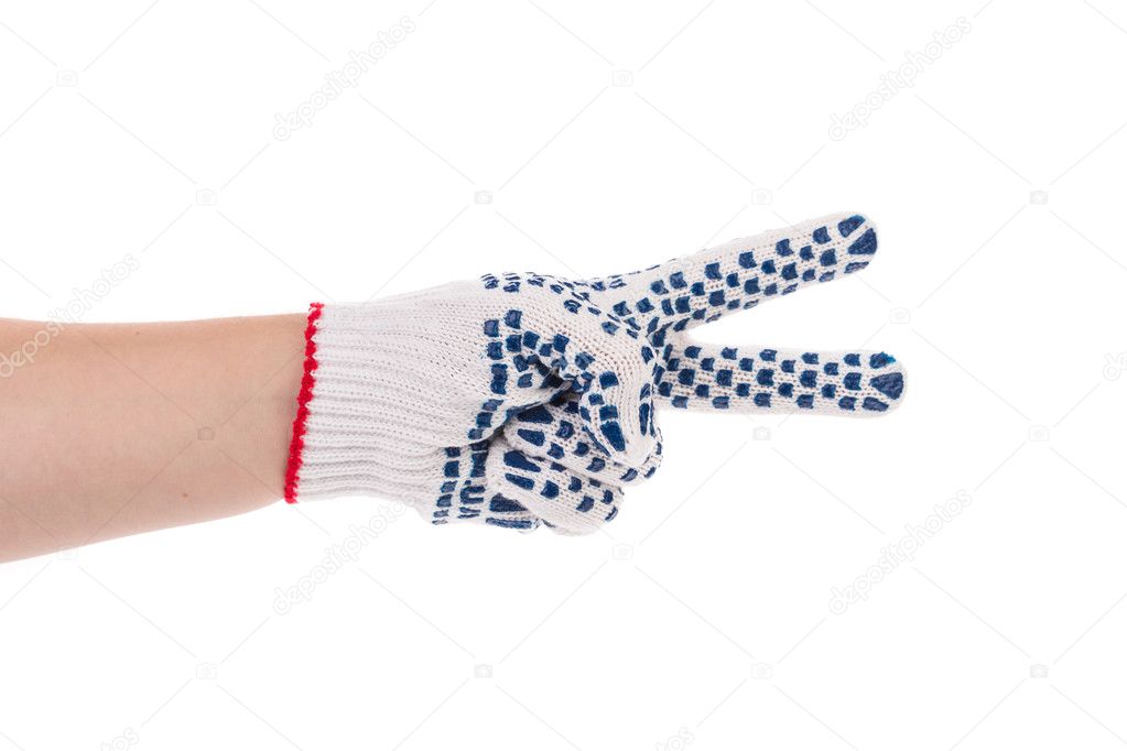 Hand in  glove shows two fingers.