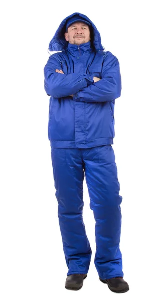 Worker in blue overalls — Stock Photo, Image