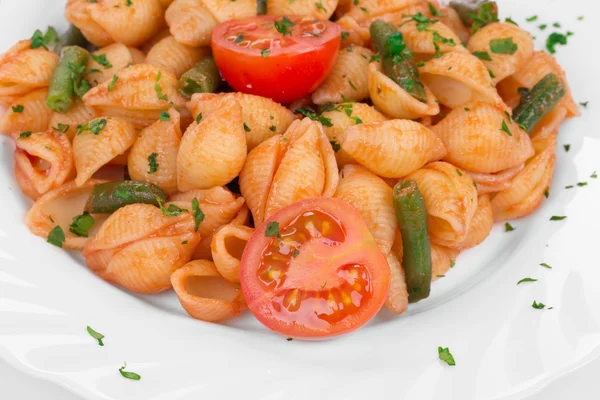 Pasta penne rigate con salsa de tomate —  Fotos de Stock