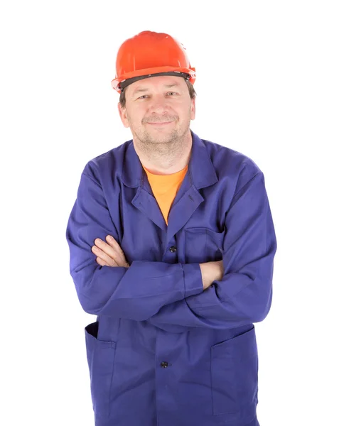 Homem de roupas de trabalho com braços cruzados . — Fotografia de Stock