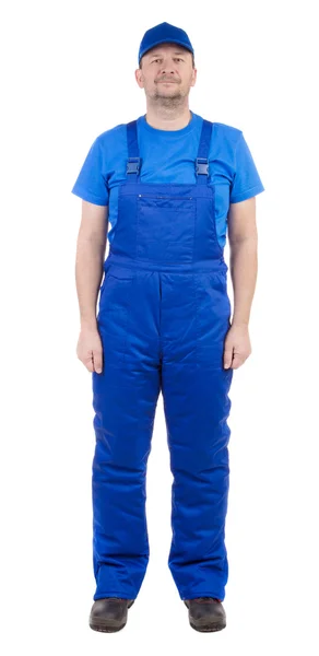 Man in blue overalls. — Stock Photo, Image