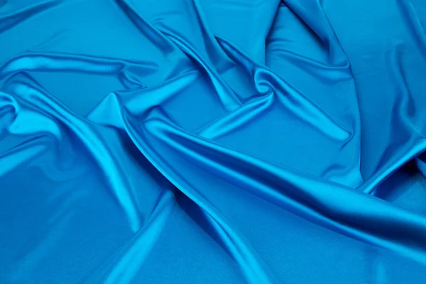 蓝色的丝绸布料纹理 — 图库照片
