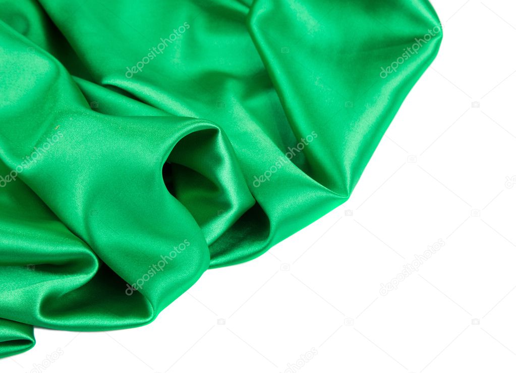 Green silk drapery. 