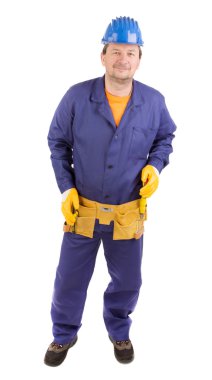 İşçi koruyucu kask içinde. 