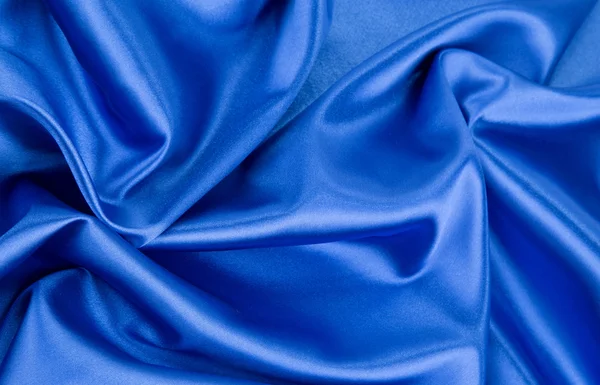 Blue silk cloth texture close up. — Stock Photo, Image