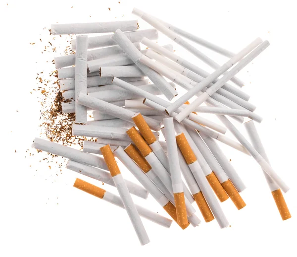 Heap of cigarettes on white — Stock Photo, Image