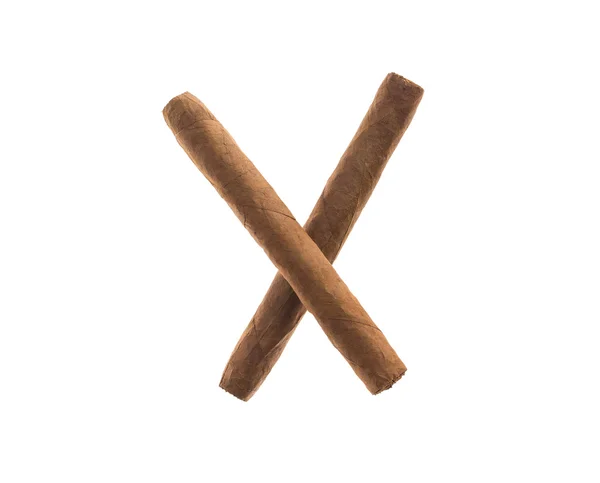 Två fina cigarrer på vit — Stockfoto