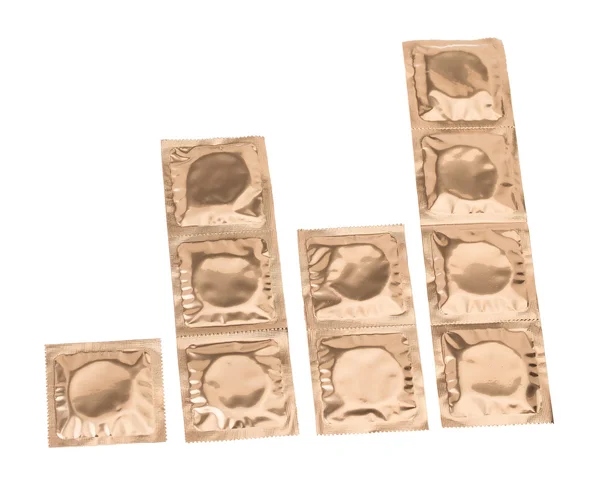 Condoms in golden packing — Stock Photo, Image
