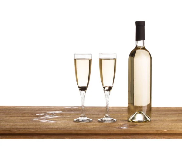 Flaska vin och två glas — Stockfoto