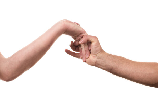 Blocking arms on a white background.