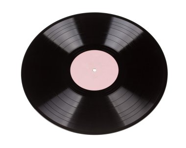 Beyaz bir arka plan üzerinde siyah vinil kaydı