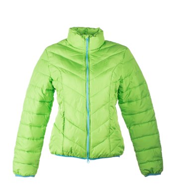 Beyaz arka plan üzerinde yeşil ceket