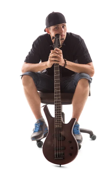 Bass guitarist player — Stock Photo, Image