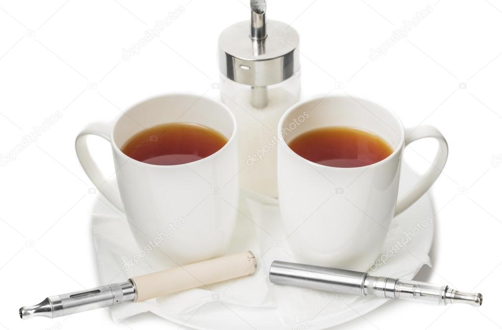 Electronic cigarettes and tasty tea.