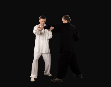 Karate savaşçıları beyaz ve siyah