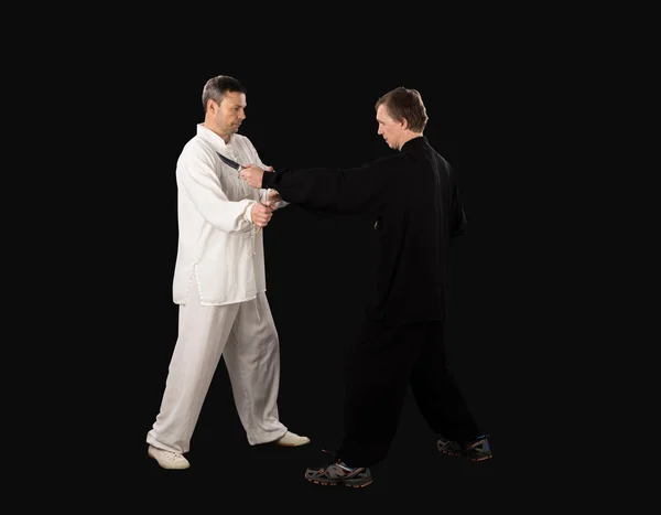 Combattenti di karate in bianco e nero — Foto Stock