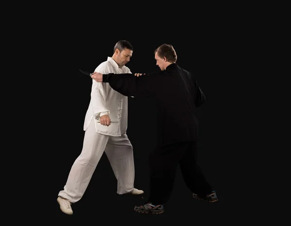 Combatientes de karate en blanco y negro — Foto de Stock